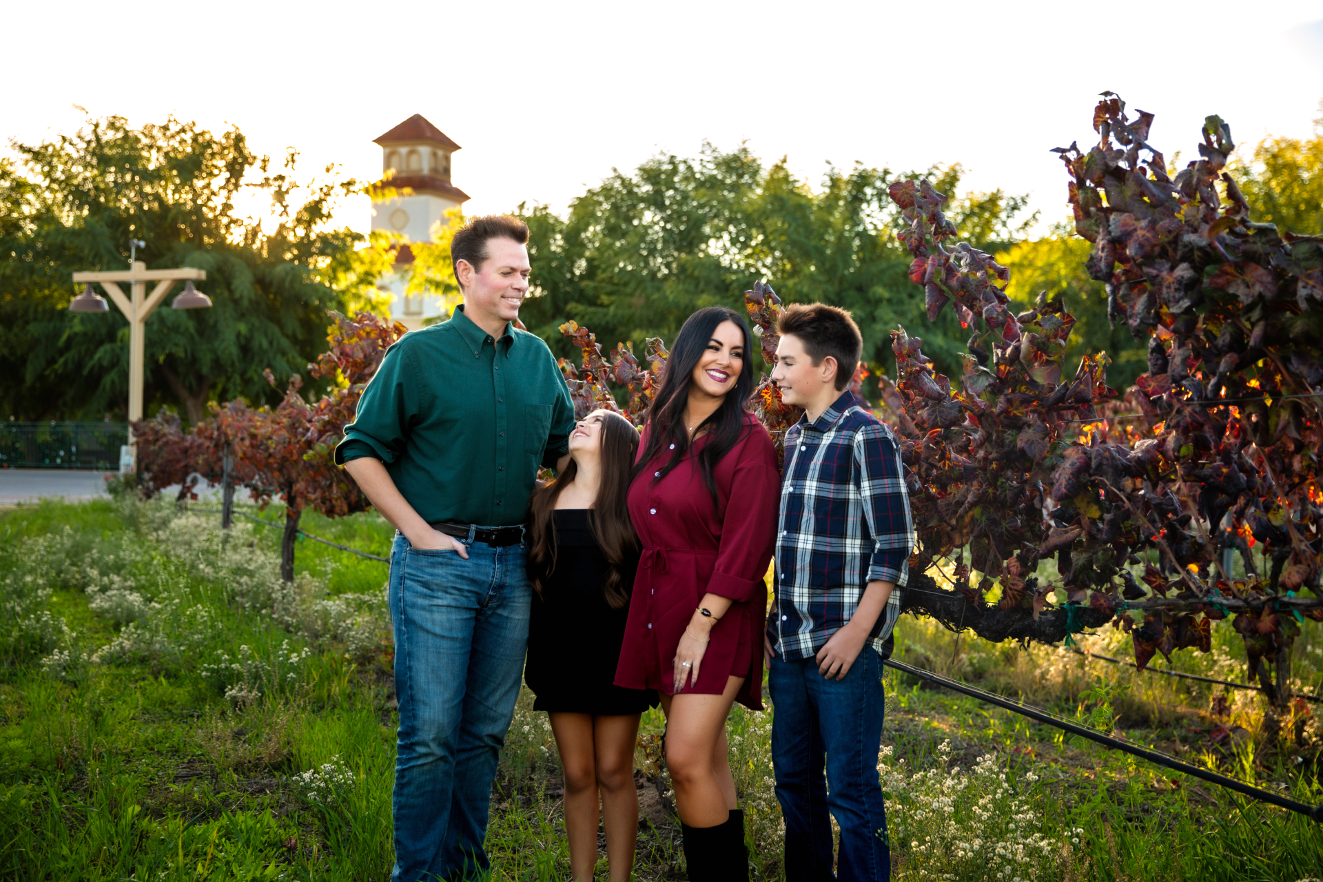 Family portrait taken at a temecula winery